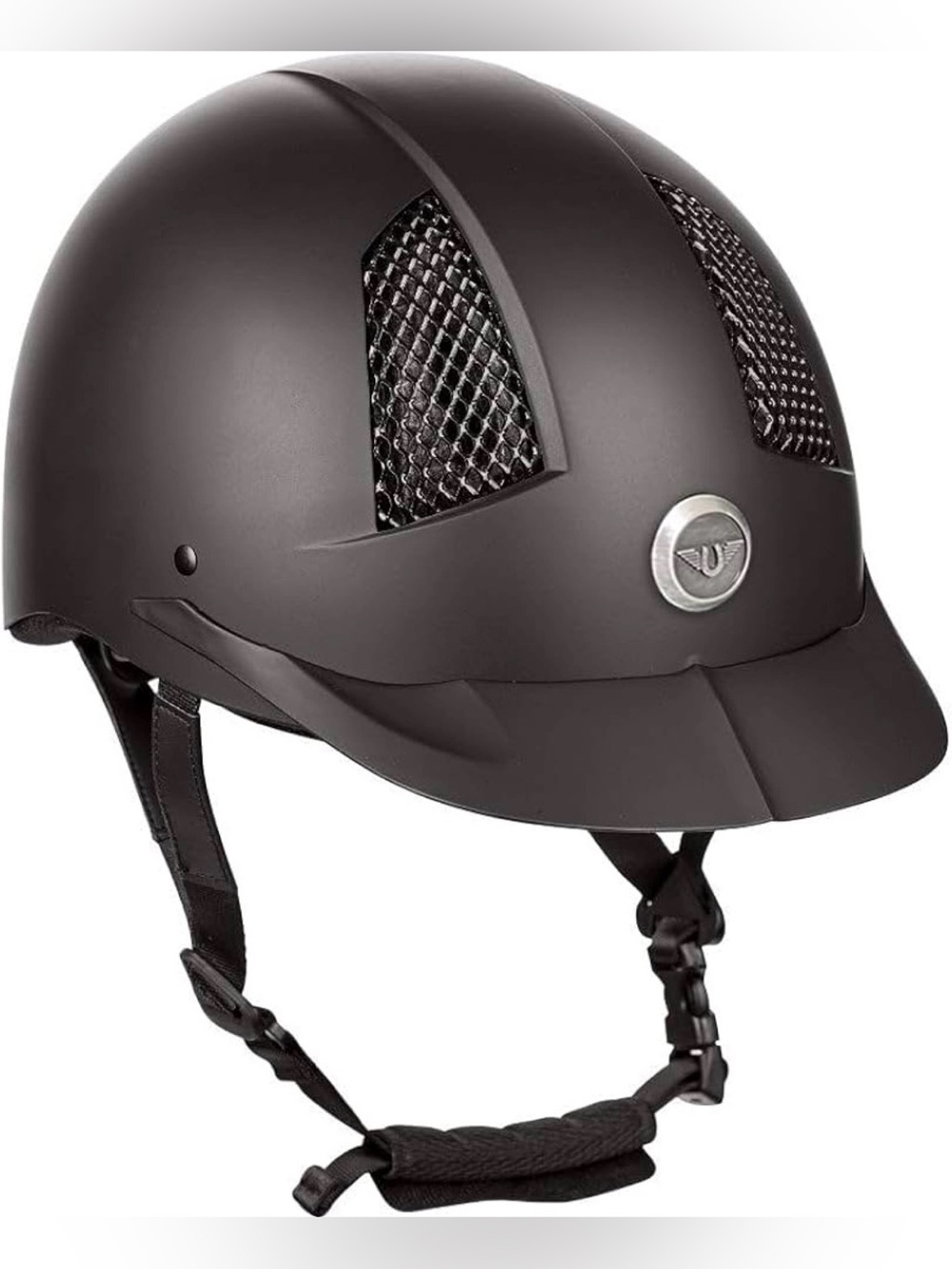 Matte Black Equestrian Riding Helmet with Vent Panels - used once